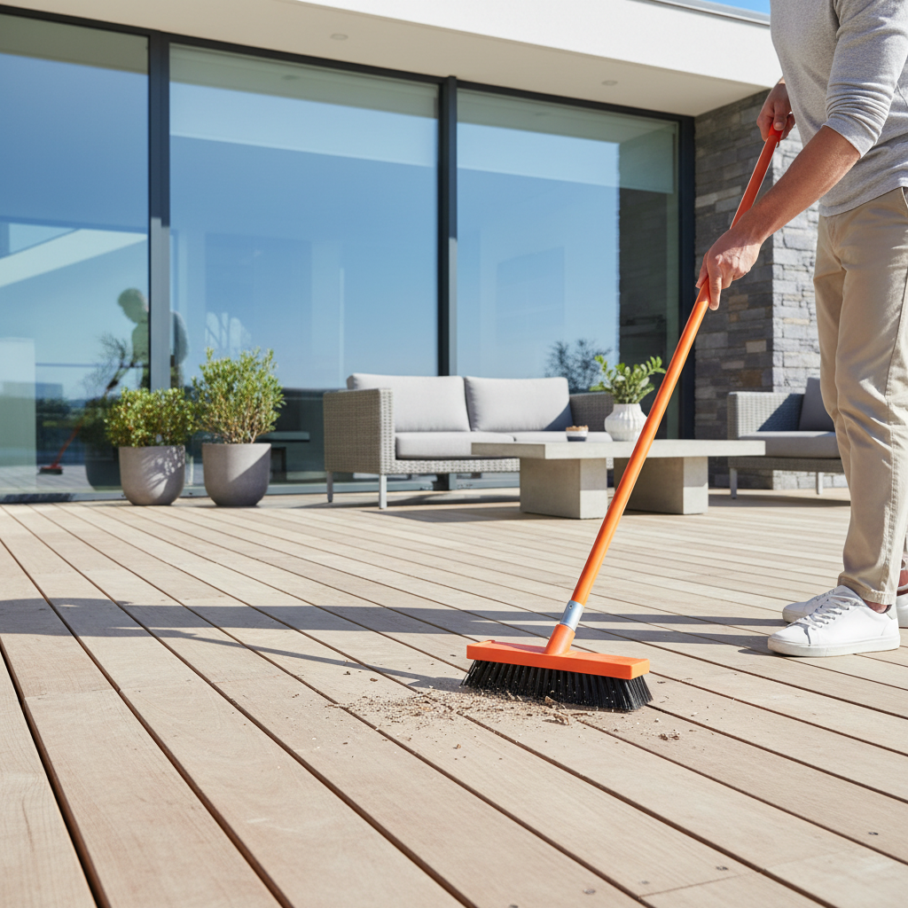 Browns 254mm Orange Deck Scrub with Fibreglass Handle