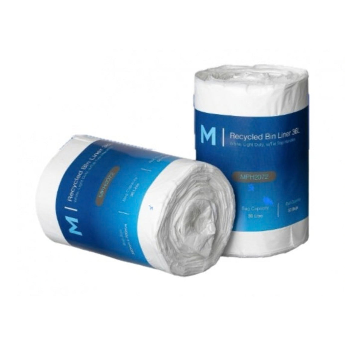 Matthews POR Recycled Bin Liner w/Handles 36L - White, 580mm x 700mm x 15mu