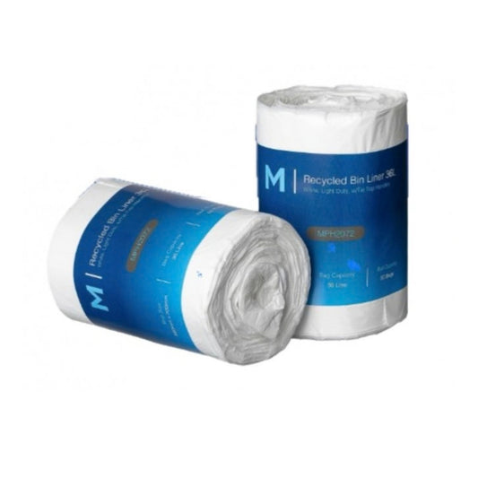Matthews POR Recycled Bin Liner w/Handles 36L - White, 580mm x 700mm x 15mu