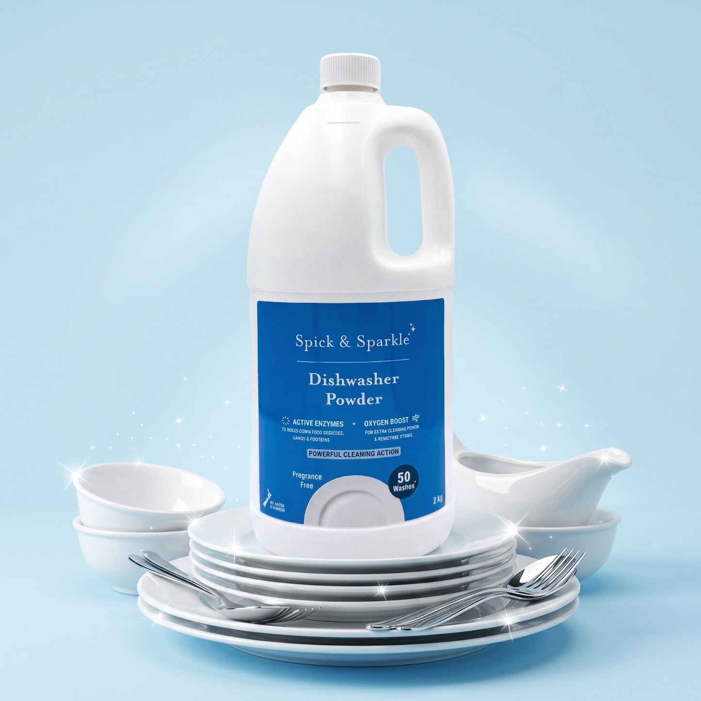 Spick & Sparkle Dishwasher Powder – Active Enzymes & Oxygen Boost